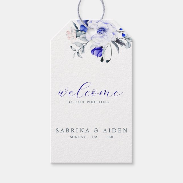 Begrüßung von Royal Blue Elfenbein Geschenkanhänger (Vorderseite)
