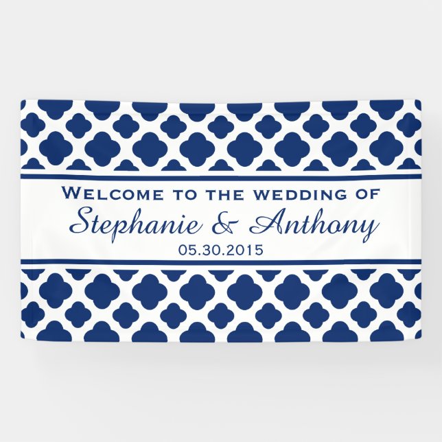 Begrüßung von Royal Blue Quatrefoil Banner (Horizontal)