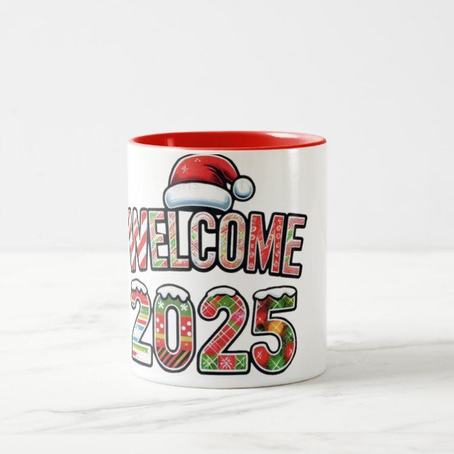 Begrüßung von Santa 2025 Tasse (Mittel)