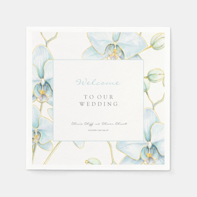 Begrüßung von Soft Blue Orchid Serviette (Vorderseite)