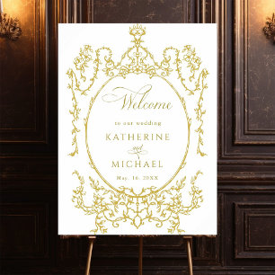 Begrüßung von Viktorianischen Blütenrahmen in Gold Poster