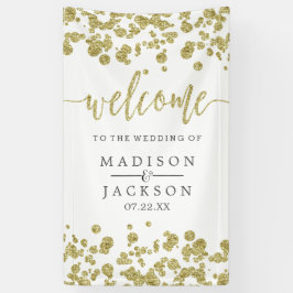 Begrüßung von White & Gold Confetti Banner