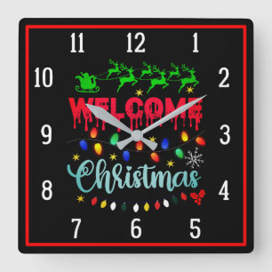 Begrüßung Weihnachten-81124 Quadratische Wanduhr