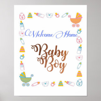 Begrüßung Zuhause Baby Boy mit Kupferfolie Schrift Poster