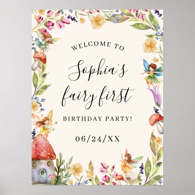 Begrüßung zum ersten Geburtstag Poster (Vorne)