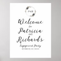Begrüßungsanzeige für Monogram-Engagement-Partei