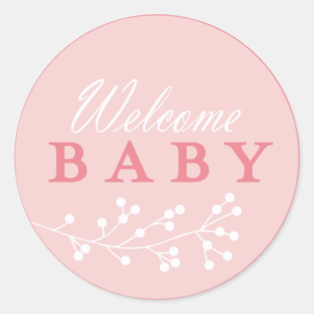 BegrüßungsBaby Pink Babyduschkleber Runder Aufkleber (Vorderseite)