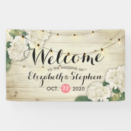 Begrüßungsbanner Blume Streichleuchten aus Holz Banner