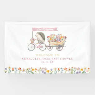 Begrüßungsbanner für Pink Igel Babydusche - Blumen Banner