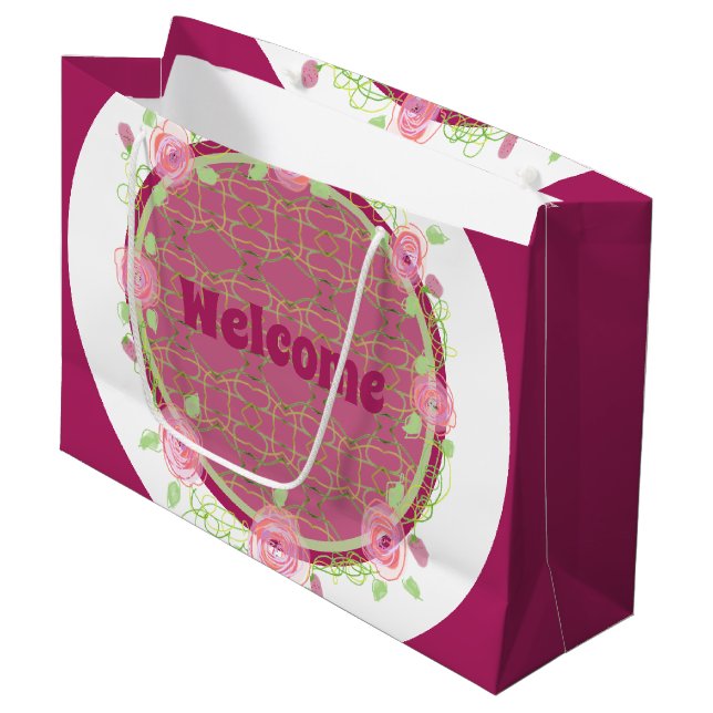 Begrüßungsbeutel für ein Event-Papier Große Geschenktüte (Vorderseite Schrägansicht)