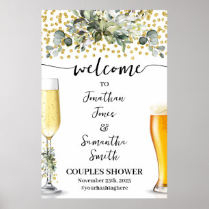 Begrüßungsblasen & Brauen Eukalyptus Gold Dusche Poster