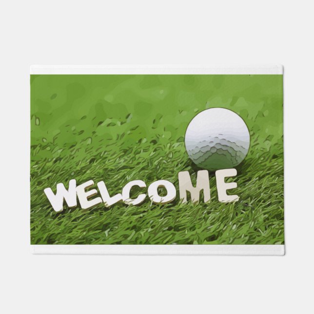 Begrüßungsbotschaft zum Golfball Fußmatte (Vorderseite)