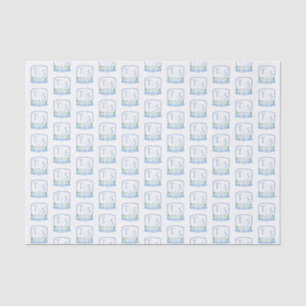 Begrüßungsbox für das Blue White Monogram Wedding Seidenpapier