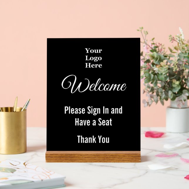 Begrüßungsempfang Bitte unterzeichnen Logo Schwarz Acrylschild (Hochzeit)