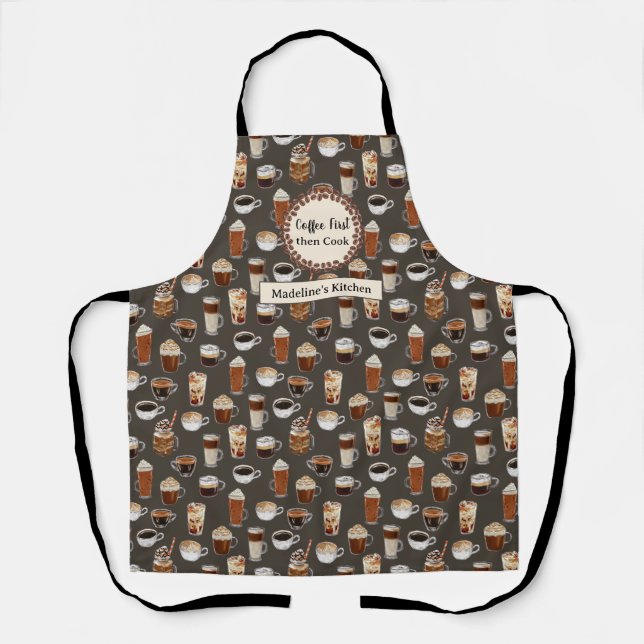 Begrüßungsgeschenk Kaffee Lover Erster Kaffee dann Schürze (Vorderseite)