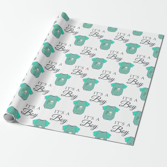BegrüßungsjungBaby | Baby Boy Toy Train Geschenkpapier (Ungerollt)