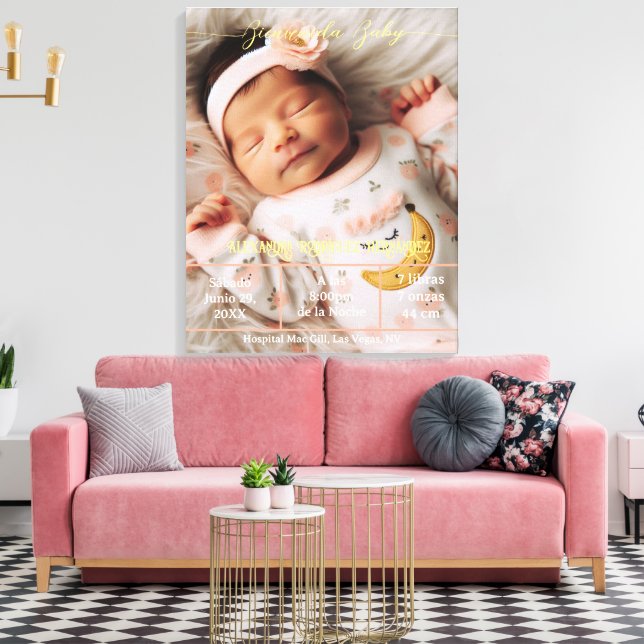 BegrüßungsjungBaby | Benutzerdefiniertes Foto Neug Leinwanddruck (Insitu (Wohnzimmer))