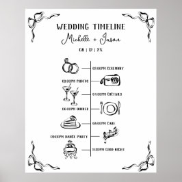 Begrüßungskalender für handgezeichnete Hochzeiten Poster