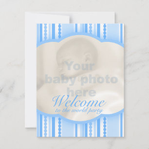 Begrüßungskarte für Baby Boy Blue Party Foto Einladung