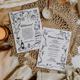 Begrüßungskarte für handgezeichnete Hochzeiten Einladung
