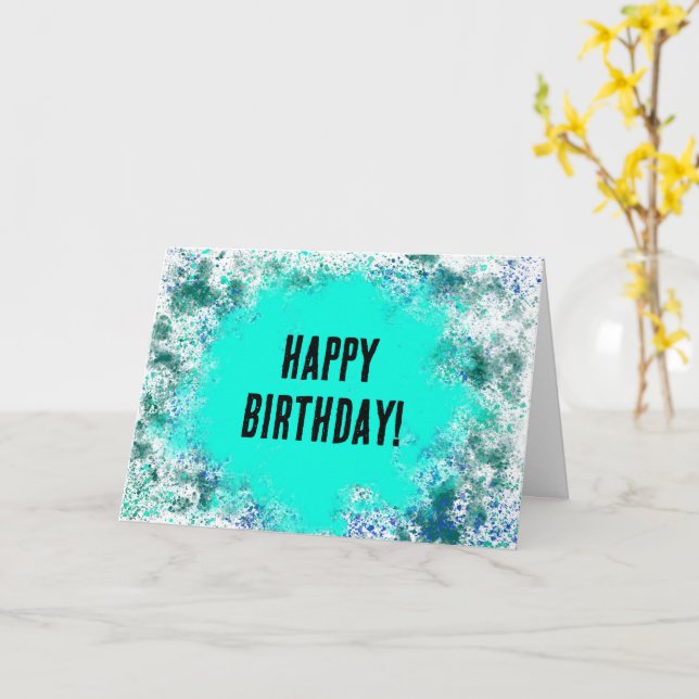 Begrüßungskarte mit blauem Spritzer Karte (Gelbe Blume)