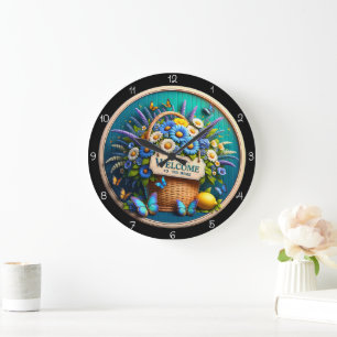 Begrüßungskörbe-Schmetterlingswaage Große Wanduhr