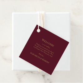 Begrüßungsmarke für moderne Burgund-Flora-Hochzeit Geschenkanhänger