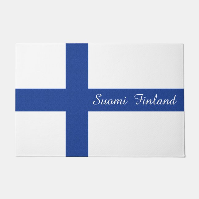 Begrüßungsmatte für die finnische Flagge Fußmatte (Vorderseite)