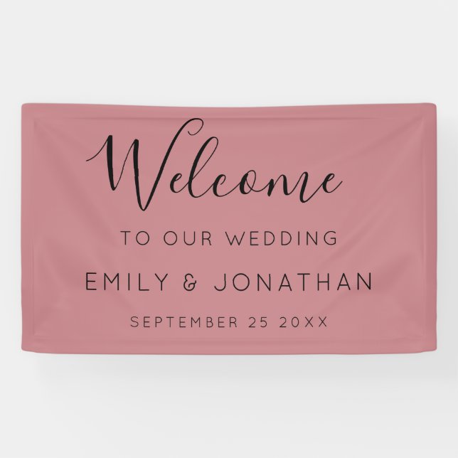 Begrüßungsnamen Datum Dusty Rose Banner (Horizontal)