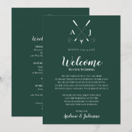 Begrüßungsnote von Emerald Green Monogram Golf Wed Einladung