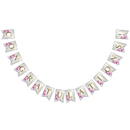 Begrüßungsparty farbenfroh rosa Blumen Golden Wimpelkette