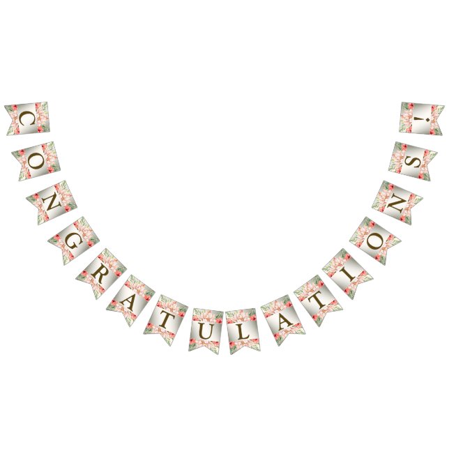 Begrüßungsparty Peach Orange Floral Rustikal Wimpelkette (Alle)