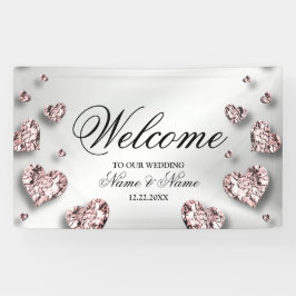 Begrüßungsparty Pink Peach Shiny Herz Banner