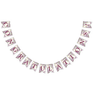 Begrüßungsparty Rosa Weiße Blume Elegant Wimpelkette