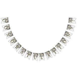 Begrüßungsparty Silver Golden White Roses Wimpelkette