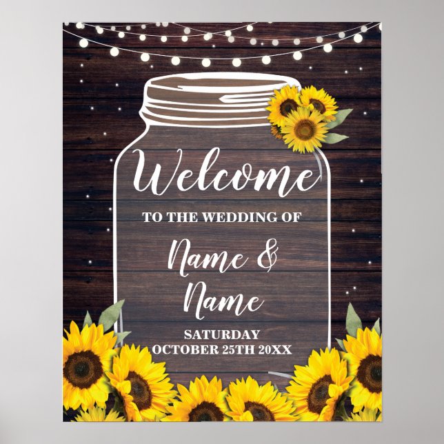 Begrüßungsposter Sonnenblume Poster Wood Jar (Vorne)
