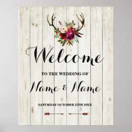 Begrüßungspposter Antler Sign Wedelblumen Poster