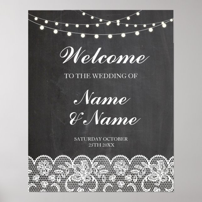 Begrüßungspult für Hochzeitslehre & Chalk-Poster Poster (Vorne)