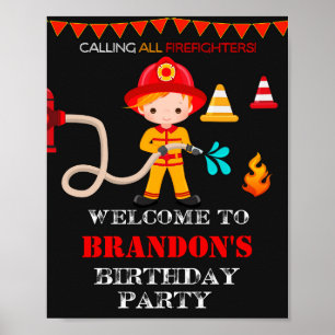 Begrüßungsschild des Feuerwehrmanns Party Poster