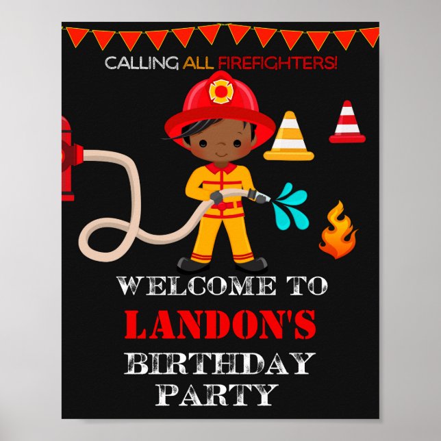 Begrüßungsschild des Feuerwehrmanns Party Poster (Vorne)