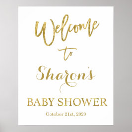 Begrüßungsschild für das Baby mit Gold und Weiß Poster