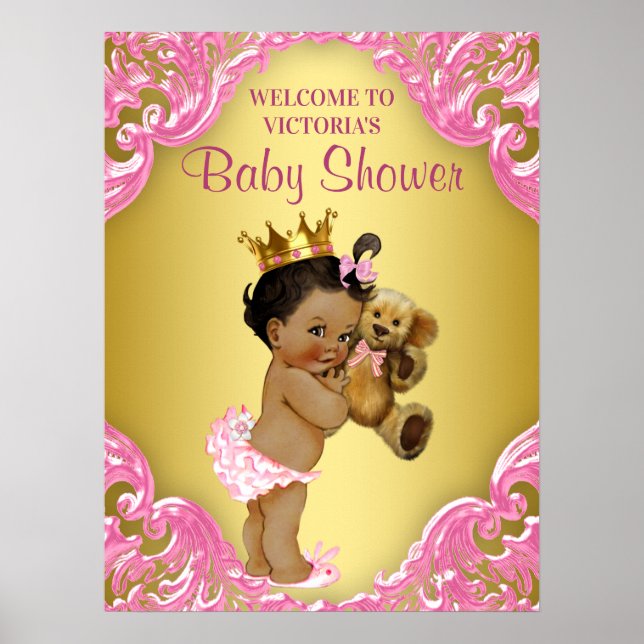 Begrüßungsschild für das Baby Pink Gold Princess Poster (Vorne)