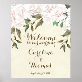 Begrüßungsschild für Hochzeiten, elegant, weiß Poster