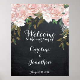 Begrüßungsschild für Hochzeitsfeiern elegant rosa  Poster
