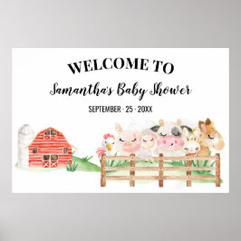 Begrüßungsschild Kinderdusche Farm Baby Animals Po Poster