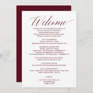 Begrüßungsschreiben für Burgund-Script-Hochzeit Einladung