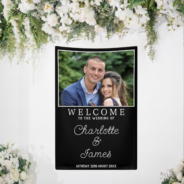Begrüßungssignatur für ein Paar Foto - Vertikales  Banner (Vertical Wedding Welcome Banner)