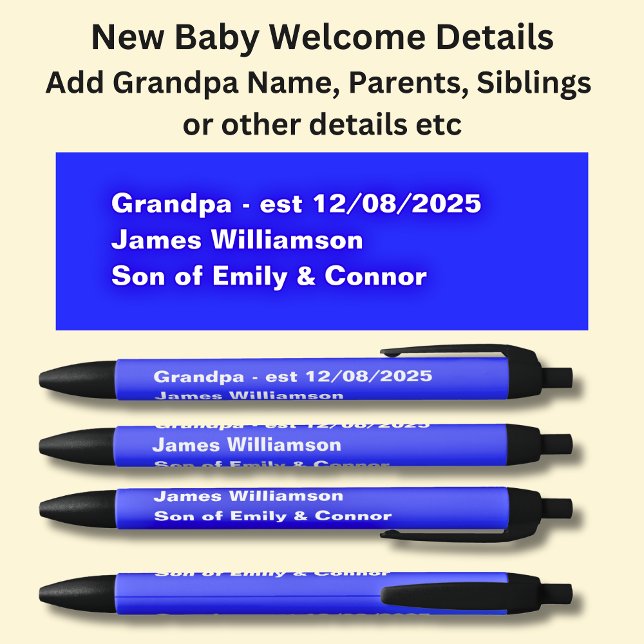 Begrüßungstablett für Baby, Namen und Details hinz Kugelschreiber (Von Creator hochgeladen)