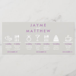 Begrüßungstablett-Hinweis für graue und Lila Hochz Programm