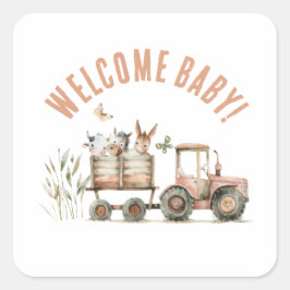Begrüßungstafel für die Babylandfarm Quadratischer Aufkleber